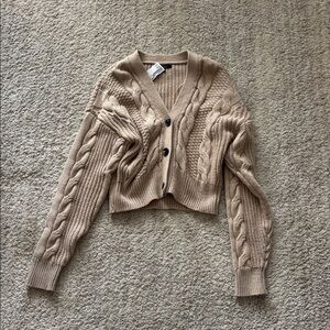 Papaya NWT Beige Chunky Cable Knit Cardigan Sweater Size S